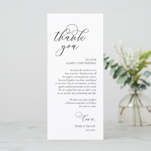 Romantische instelling voor een binnenplaats Dank Programmakaart (Staand voorkant)