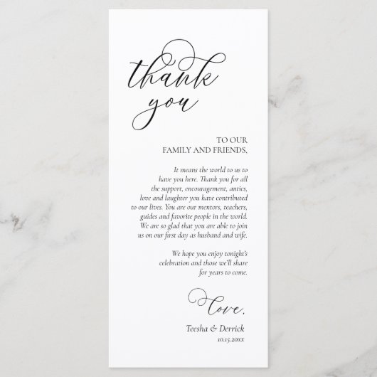 Romantische instelling voor een binnenplaats Dank  Programmakaart (Voorkant)