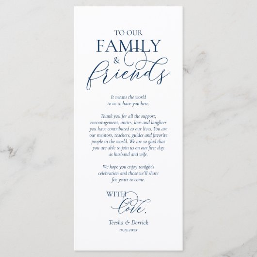 Romantische instelling voor een binnenplaats Dank  Programmakaart (Voorkant)