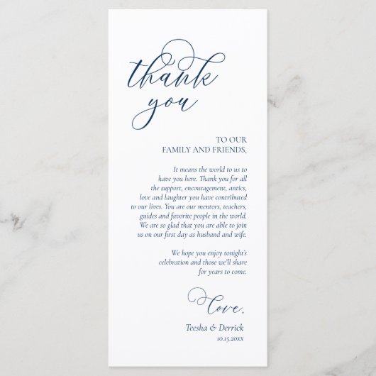 Romantische instelling voor een binnenplaats Dank Programmakaart (Voorkant)