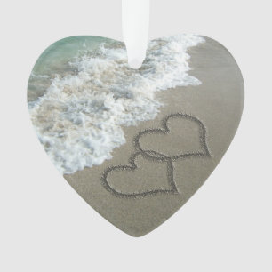 Romantische Interlocking Hearts op het strand Ornament