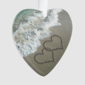 Romantische Interlocking Hearts op het strand Ornament (voorkant)