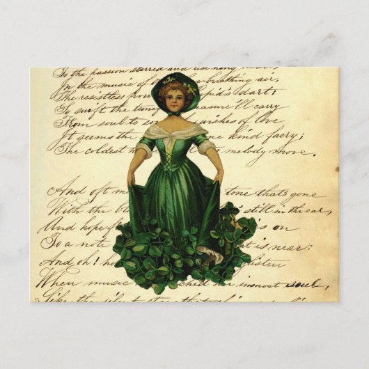 -Romantische Irish Clover Dress Lady Briefkaart (Voorkant)