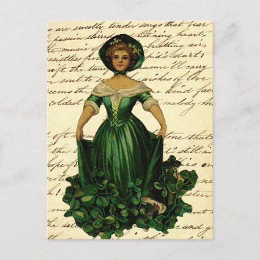 -Romantische Irish Clover Dress Lady Briefkaart (Voorkant)