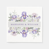 Romantische Irissen & Pioenen Bloemenbruiloft Servet (Voorkant)