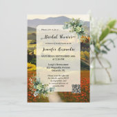 Romantische Italiaanse QR Code Bridal Shower Uitno Kaart (Staand voorkant)