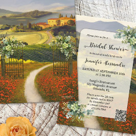 Romantische Italiaanse QR Code Bridal Shower Uitno Kaart