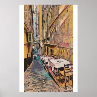 Romantische Italiaanse straat 3 - Poster