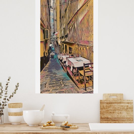 Romantische Italiaanse straat 3 - Poster (Keuken)
