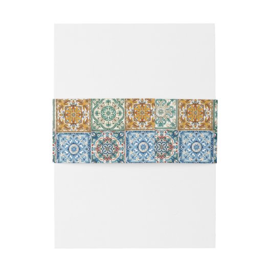 Romantische Italiaanse Tegels Bestemming Trouwdatu Uitnodigingen Wikkel (Achterkant Voorbeeld)