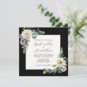 Romantische Ivoor Bloemen Waterverf Zwart Bruiloft Kaart (Staand voorkant)