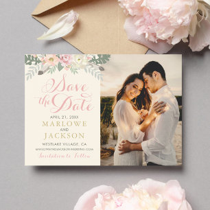 Romantische ivoor blozende bloem foto bruiloft save the date