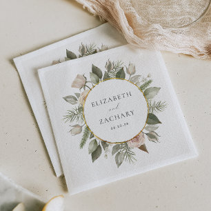 Romantische Ivoor Floral krans bruiloft Servet