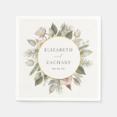 Romantische Ivoor Floral krans bruiloft Servet (Voorkant)