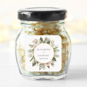 Romantische Ivoor Floral krans bruiloft Vierkante Sticker