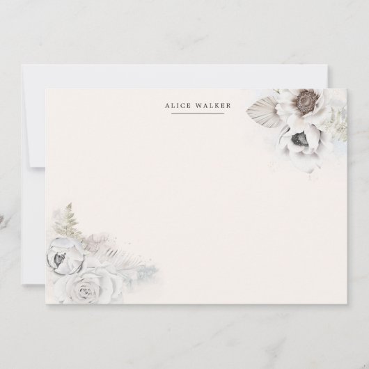 Romantische ivoor floral Stationery Note Kaart Notitiekaartje (Voorkant)