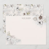 Romantische ivoor floral Stationery Note Kaart Notitiekaartje (Voorkant / Achterkant)