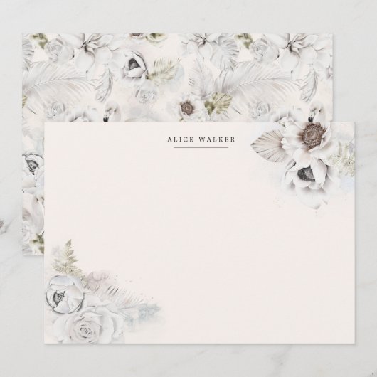 Romantische ivoor floral Stationery Note Kaart Notitiekaartje (Voorkant / Achterkant)