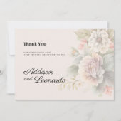 Romantische ivoor roze blauw zomer bloemen Dank U Kaart (Voorkant)
