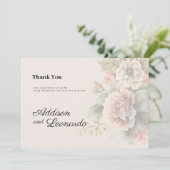 Romantische ivoor roze blauw zomer bloemen Dank U Kaart (Staand voorkant)