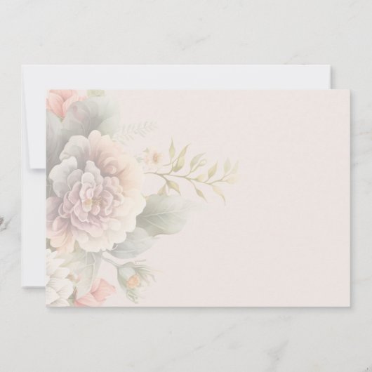 Romantische ivoor roze blauw zomer bloemen Dank U Kaart (Achterkant)