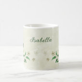 Romantische ivoorwitte bloemen groen koffiemok (Center)