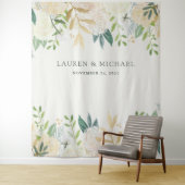 Romantische Ivoren Bloemen Achtergrond | Fotohokje Wandkleed (In situ)