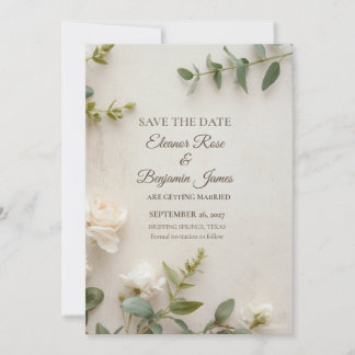 Romantische Ivoren Botanische Save the Date