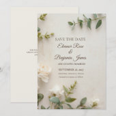Romantische Ivoren Botanische Save the Date (Voorkant / Achterkant)