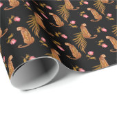 Romantische jachtluipaarden: waterverf naadloos pa cadeaupapier (Rol Hoek)