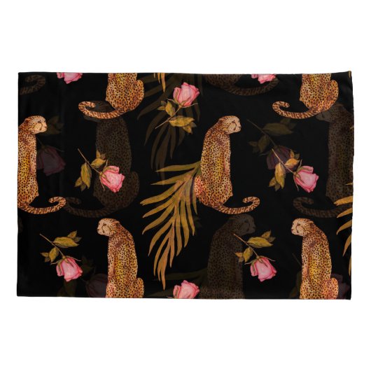 Romantische jachtluipaarden: waterverf naadloos pa kussensloop (Achterkant)