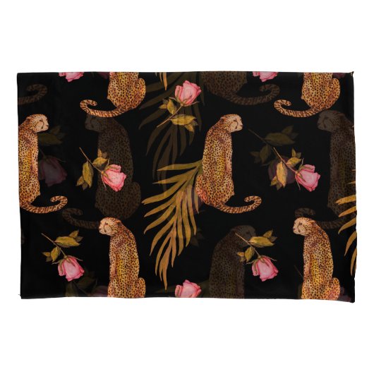 Romantische jachtluipaarden: waterverf naadloos pa kussensloop (Voorkant)