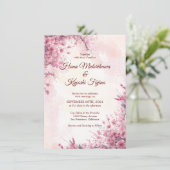 Romantische Japanse roze kerry Blossom Wedding Kaart (Staand voorkant)