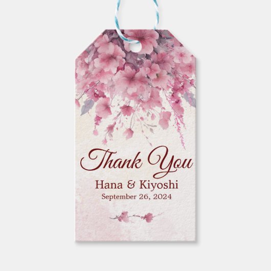 Romantische Japanse Roze Kersenbloesem Cadeaulabel (Voorkant)