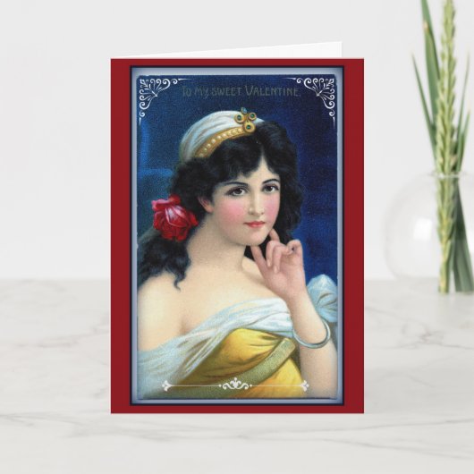  Romantische Jonge Dame Valentijn Feestdagen Kaart (Voorkant)