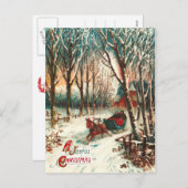 Romantische Joy Ride in een slee met Kerstmis Feestdagenkaart (Voorkant / Achterkant)