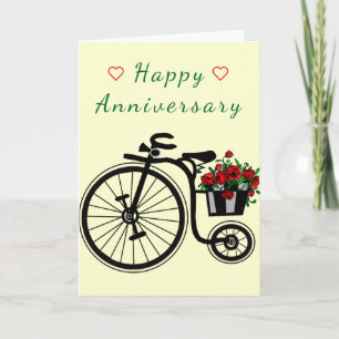 Romantische Jubilea Kaart met Flowers Bike
