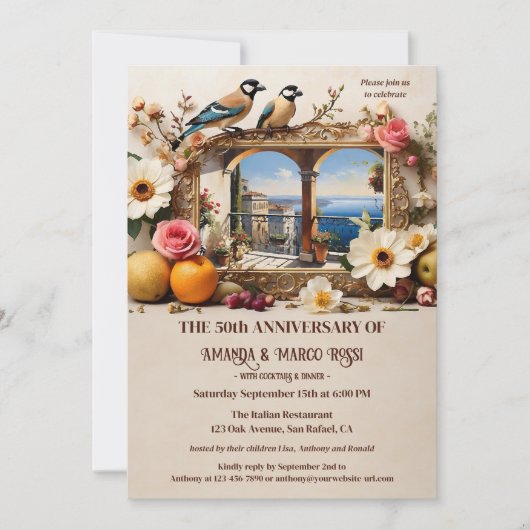 Romantische Jubileum Partij Kaart (Voorkant)