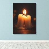 Romantische kaarslichtgloed – Minimaal Valentijnsd Canvas Afdruk (Insitu (Houten vloer))