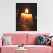 Romantische kaarslichtgloed – Minimaal Valentijnsd Canvas Afdruk (Insitu (Woonkamer))