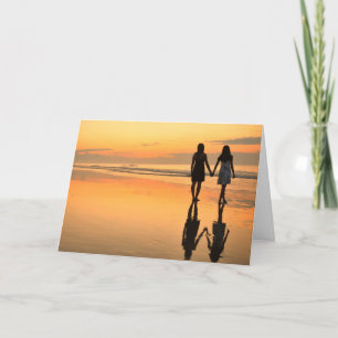 Romantische kaart - Meisjes die hand in hand staan