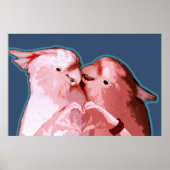 Romantische kaketoes Speelse Pop Art Fun Vogellief Poster (Voorkant)