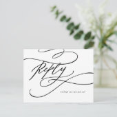 Romantische kalligrafie 3 Menu Choice RSVP Briefka (Staand voorkant)