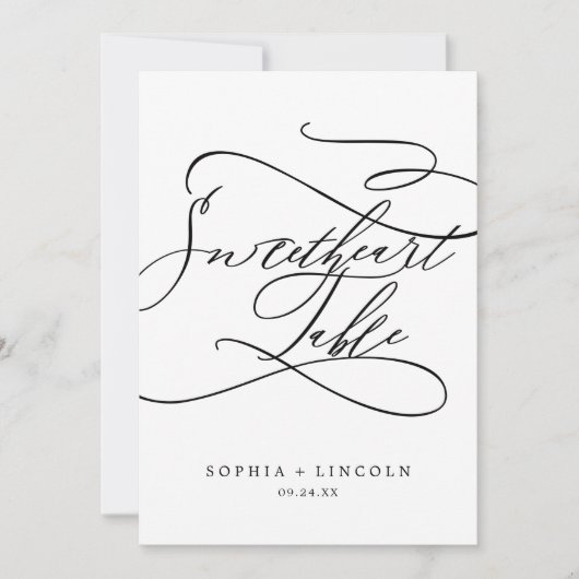 Romantische kalligrafie 5x7-inch Lieverd tabelnumm Kaart (Voorkant)