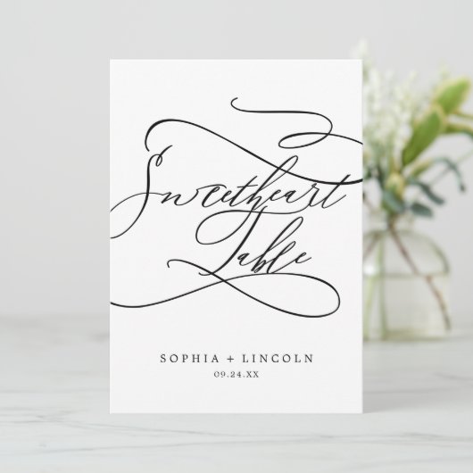 Romantische kalligrafie 5x7-inch Lieverd tabelnumm Kaart (Staand voorkant)