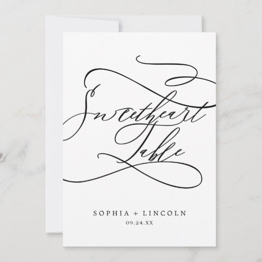 Romantische kalligrafie 5x7-inch Lieverd tabelnumm Kaart (Achterkant)