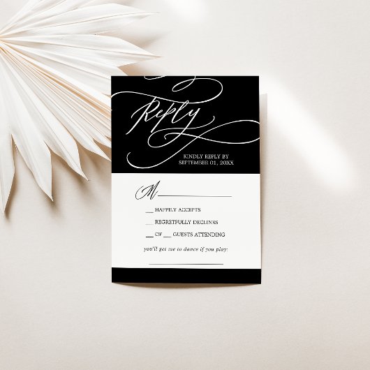 Romantische kalligrafie | Black Song Request RSVP Kaartje