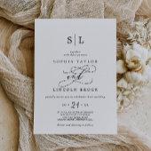 Romantische kalligrafie | Bloeiend monogram bruilo Kaart