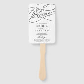 Romantische kalligrafie bloemige huwelijksprogramm handwaaier (Voorkant)