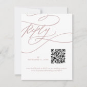 Romantische Kalligrafie Blush Roze QR Code Bruilof RSVP Kaartje (Voorkant)